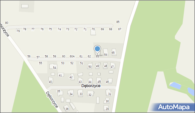 Dęborzyce, Dęborzyce, 63, mapa Dęborzyce