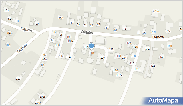 Dębów, Dębów, 118, mapa Dębów