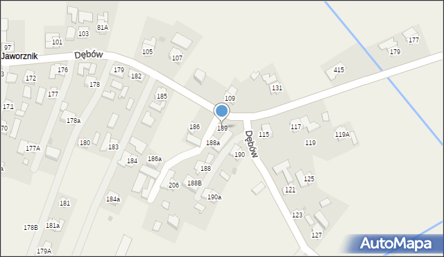 Dębów, Dębów, 189, mapa Dębów