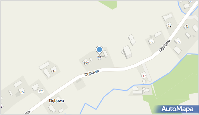 Dębowa, Dębowa, 69, mapa Dębowa