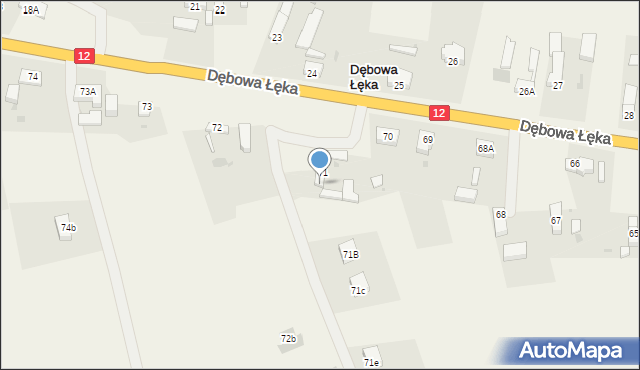 Dębowa Łęka, Dębowa Łęka, 71a, mapa Dębowa Łęka