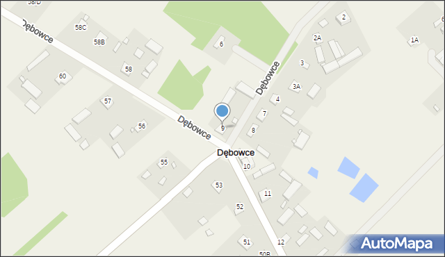 Dębowce, Dębowce, 9, mapa Dębowce