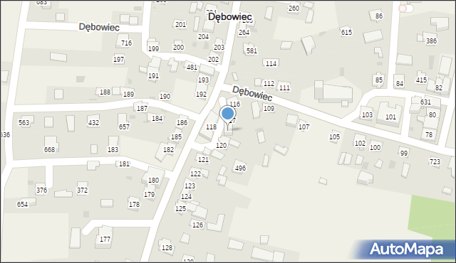 Dębowiec, Dębowiec, 119, mapa Dębowiec