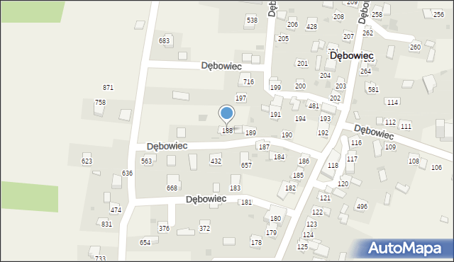 Dębowiec, Dębowiec, 188, mapa Dębowiec