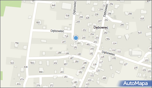 Dębowiec, Dębowiec, 196, mapa Dębowiec