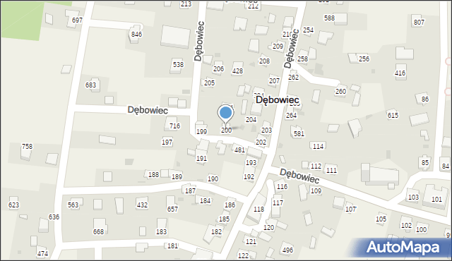 Dębowiec, Dębowiec, 200, mapa Dębowiec