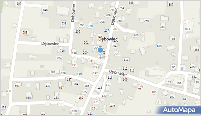 Dębowiec, Dębowiec, 202, mapa Dębowiec