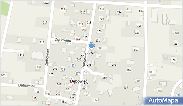 Dębowiec, Dębowiec, 254, mapa Dębowiec