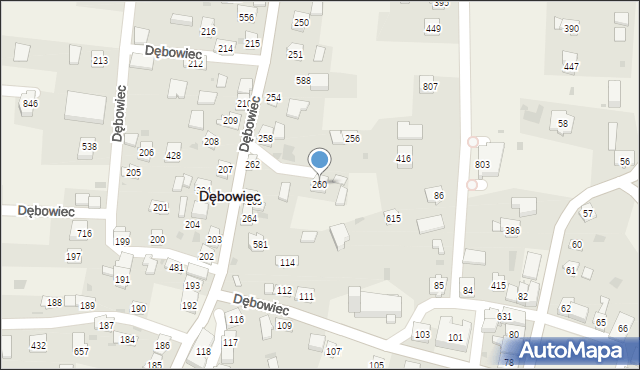 Dębowiec, Dębowiec, 260, mapa Dębowiec