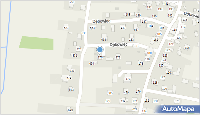 Dębowiec, Dębowiec, 376, mapa Dębowiec