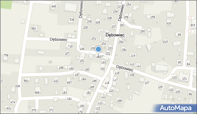 Dębowiec, Dębowiec, 481, mapa Dębowiec