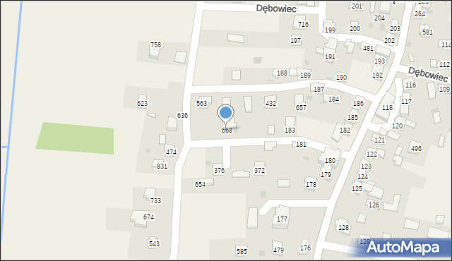 Dębowiec, Dębowiec, 668, mapa Dębowiec