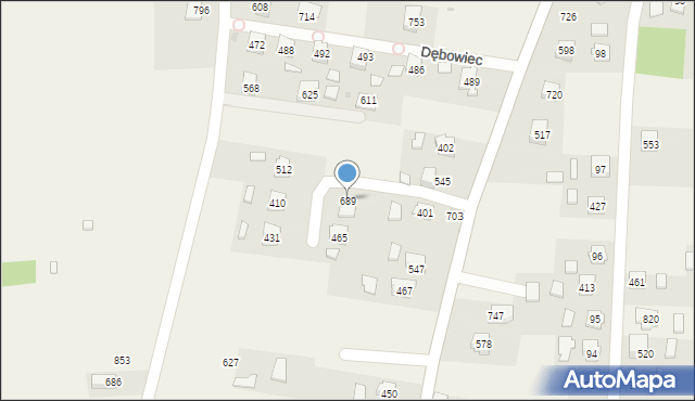 Dębowiec, Dębowiec, 689, mapa Dębowiec