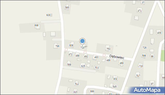Dębowiec, Dębowiec, 714, mapa Dębowiec