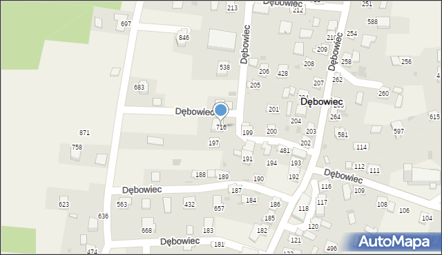 Dębowiec, Dębowiec, 716, mapa Dębowiec