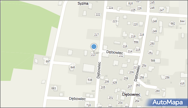 Dębowiec, Dębowiec, 750, mapa Dębowiec