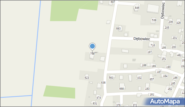 Dębowiec, Dębowiec, 758, mapa Dębowiec