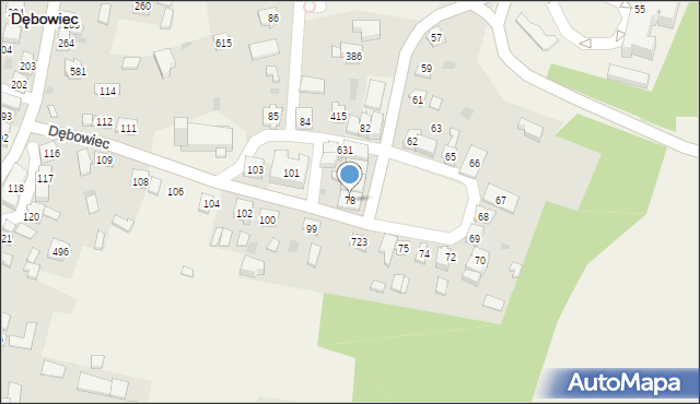 Dębowiec, Dębowiec, 78, mapa Dębowiec