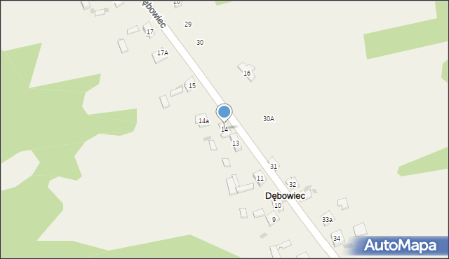 Dębowiec, Dębowiec, 14, mapa Dębowiec