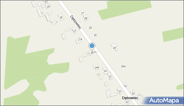 Dębowiec, Dębowiec, 15, mapa Dębowiec