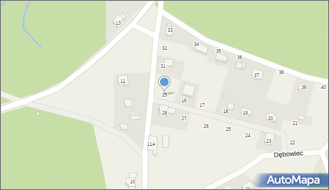 Dębowiec, Dębowiec, 15, mapa Dębowiec