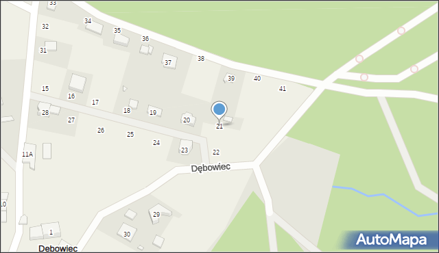 Dębowiec, Dębowiec, 21, mapa Dębowiec