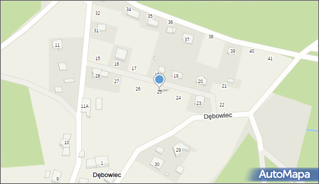 Dębowiec, Dębowiec, 25, mapa Dębowiec