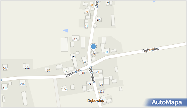 Dębowiec, Dębowiec, 15, mapa Dębowiec