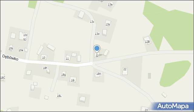 Dębówko, Dębówko, 12, mapa Dębówko