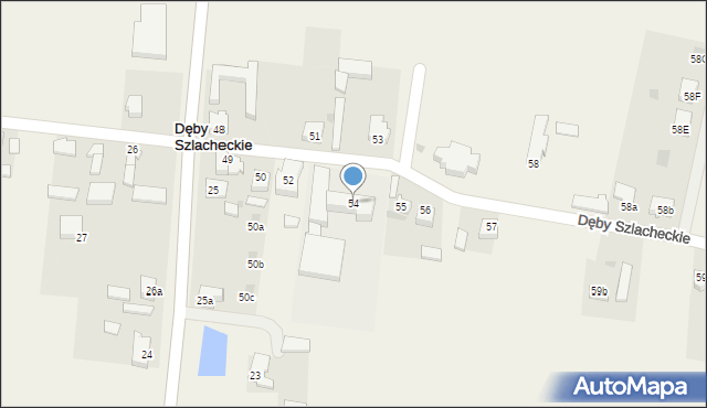 Dęby Szlacheckie, Dęby Szlacheckie, 54, mapa Dęby Szlacheckie