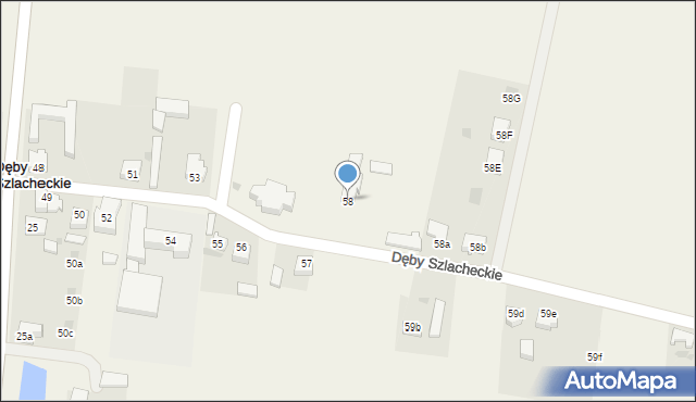 Dęby Szlacheckie, Dęby Szlacheckie, 58, mapa Dęby Szlacheckie