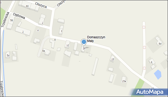 Domaszczyn, Dębowa, 14, mapa Domaszczyn