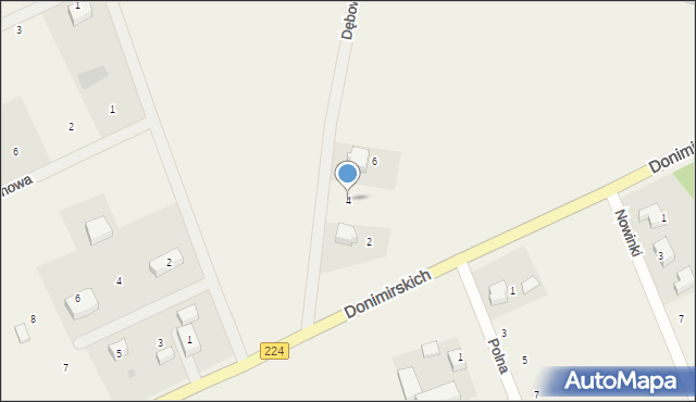 Donimierz, Dębowa, 4, mapa Donimierz