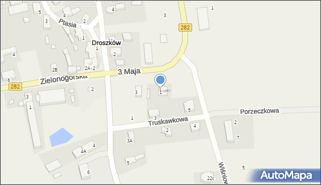 Droszków, Dębowa, 1, mapa Droszków