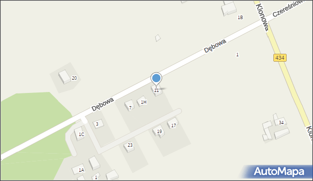 Drzonek, Dębowa, 11, mapa Drzonek