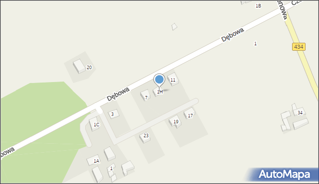 Drzonek, Dębowa, 9, mapa Drzonek