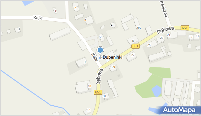 Dubeninki, Dębowa, 8A, mapa Dubeninki