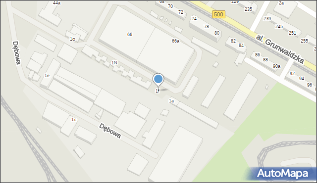 Elbląg, Dębowa, 1f, mapa Elbląga