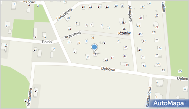 Florentynów, Dębowa, 13, mapa Florentynów