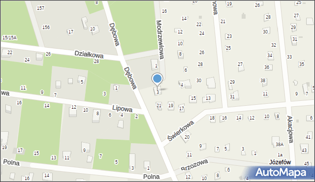 Florentynów, Dębowa, 3, mapa Florentynów