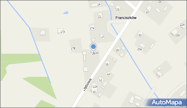 Franciszków, Dębowa, 15, mapa Franciszków