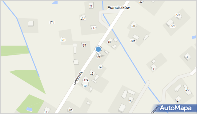 Franciszków, Dębowa, 16, mapa Franciszków