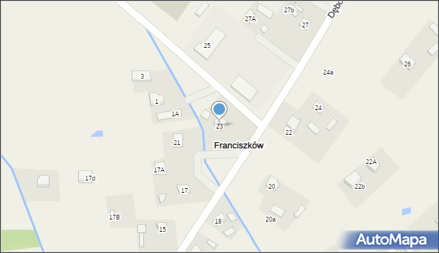 Franciszków, Dębowa, 23, mapa Franciszków