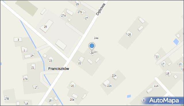 Franciszków, Dębowa, 24, mapa Franciszków