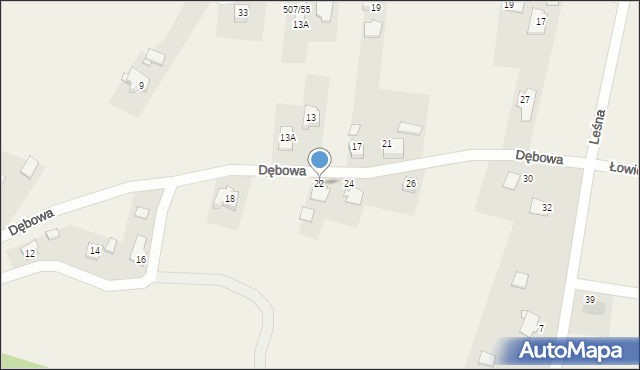 Frydek, Dębowa, 22, mapa Frydek