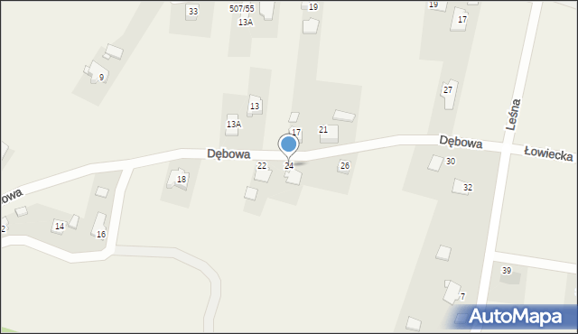 Frydek, Dębowa, 24, mapa Frydek