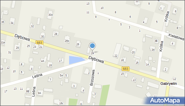 Gabryelin, Dębowa, 24, mapa Gabryelin