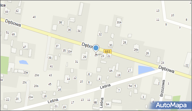 Gabryelin, Dębowa, 25, mapa Gabryelin