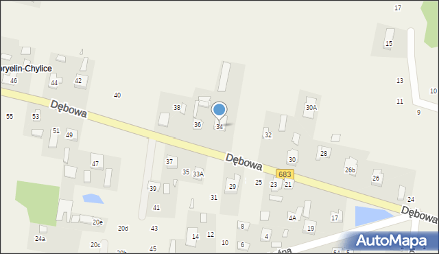 Gabryelin, Dębowa, 34, mapa Gabryelin