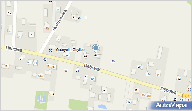 Gabryelin, Dębowa, 42, mapa Gabryelin